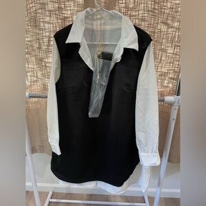 SHEIN Curve Brand new never worn Black and White Collared Shirt Dress with belt